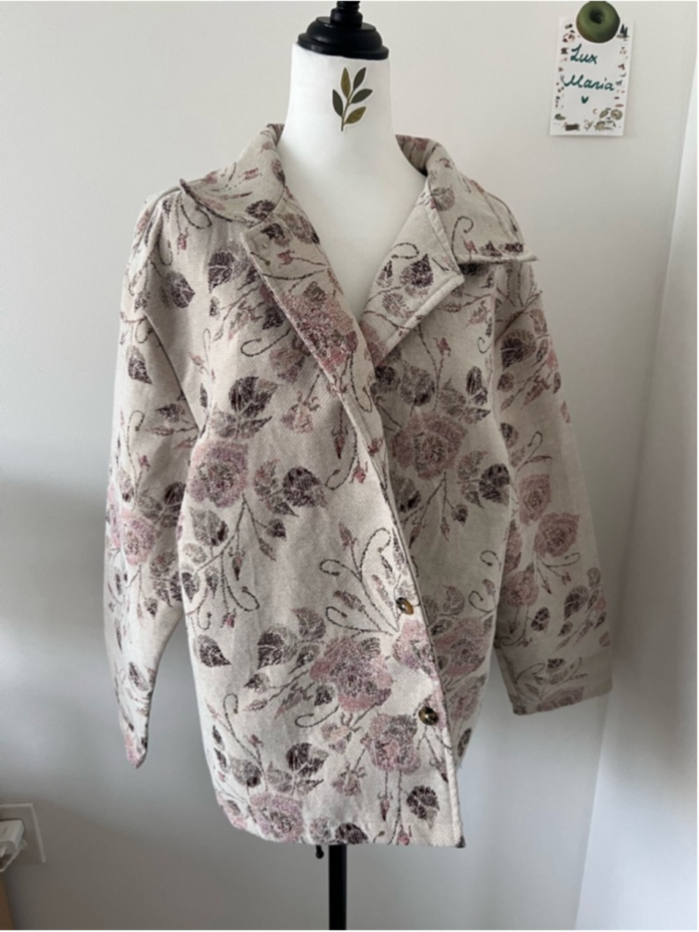 Vintage Floral Tapestry Jacket Beige Pink Brown | Massive Luxury Edition L-XL